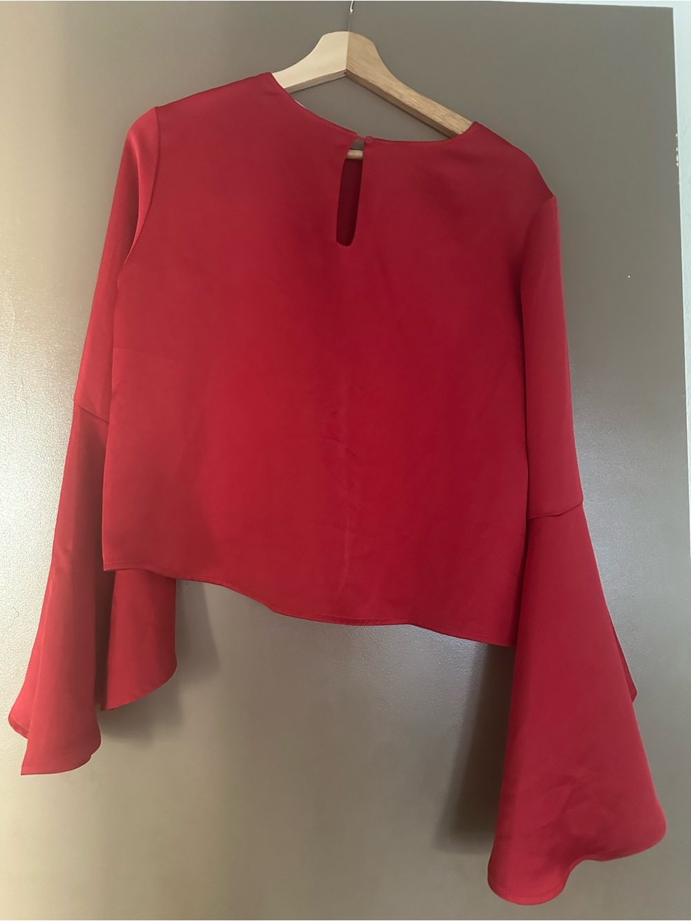 Mango Red Ruffle Bell-Sleeve Blouse - Picture 2 of 4